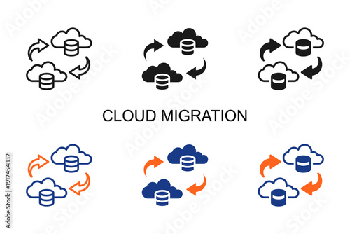 Cloud Migration Icon Multi Style Vector Illustration