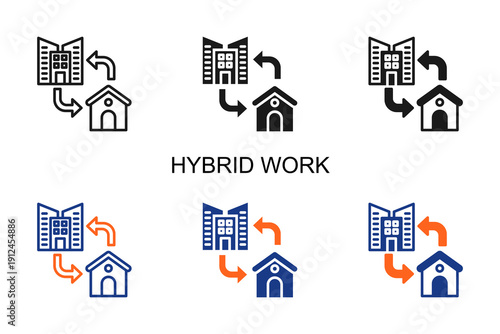 Hybrid Work Icon Multi Style Vector Illustration