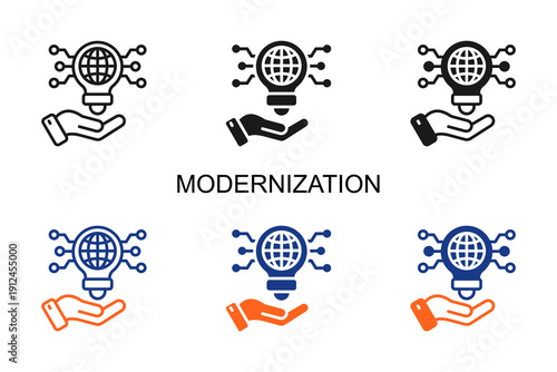 Modernization Icon Multi Style Vector Illustration