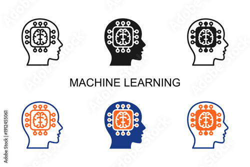 Machine Learning Icon Multi Style Vector Illustration
