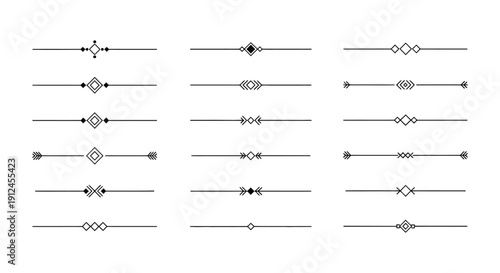 elegant decorative divider lines showcasing modern geometric patterns and boho tribal elements ideal for clean graphic design web layouts and digital content aesthetics.