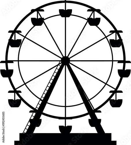 Ferris wheel silhouette icon for amusement park and carnival theme