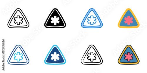 Triage icons set multiple style collection. Editable stroke 
