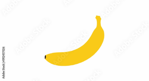 Single banana silhouette icon, solid flat yellow shape, no outline, no shading, extremely minimal design, centered composition, isolated on white background.