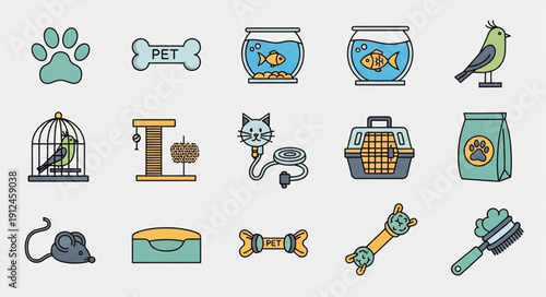 Collection of Pet Care Icons and Symbols.