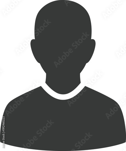 A simple black silhouette of a human head and shoulders
