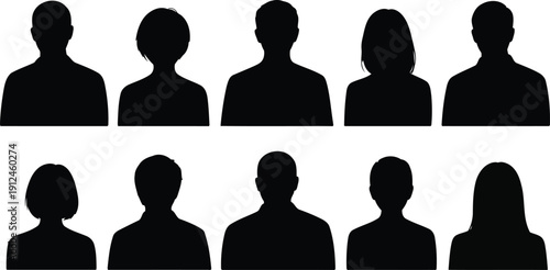 A group of ten anonymous people silhouettes
