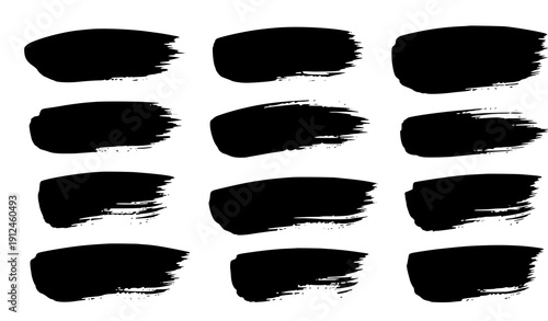 Black watercolor brush smear set vector