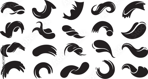 Collection of various black eyebrow shapes and designs vector