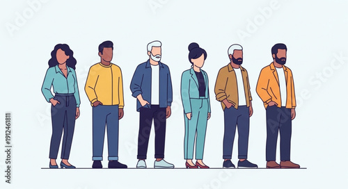 Diverse Group of People Standing Together in Casual Attire.