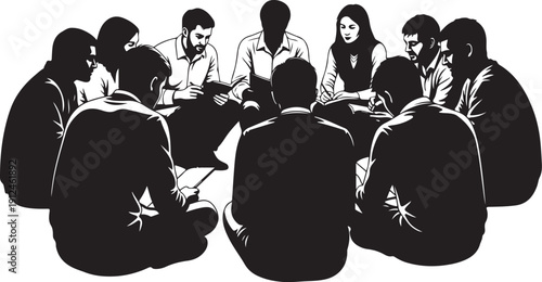 Diverse group of people sitting in a circle discussion