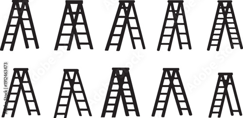 Multiple black ladders in a seamless pattern illustration design