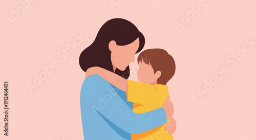 Loving mother embracing and kissing her toddler on the cheek with care and affection