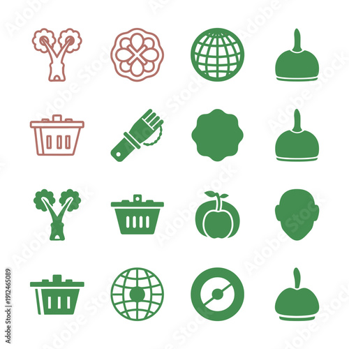 Green and brown of food earth and people globe