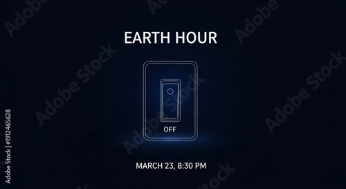 Earth Hour Switch off: A visual call to action for Earth Hour, featuring a minimalist design of a light switch in the off position against a dark background.