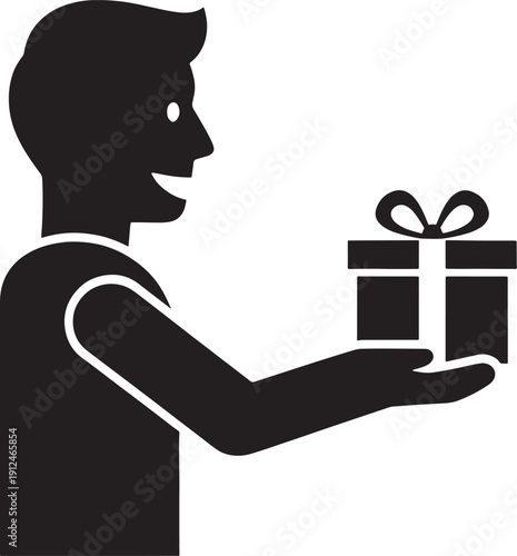 Person Holding Gift Box Offering Present Concept Illustration