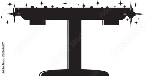 Silhouette of a microphone stand isolated on white background