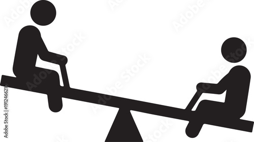 Seesaw Silhouette Icon Representing Children Playing on Playground Equipment