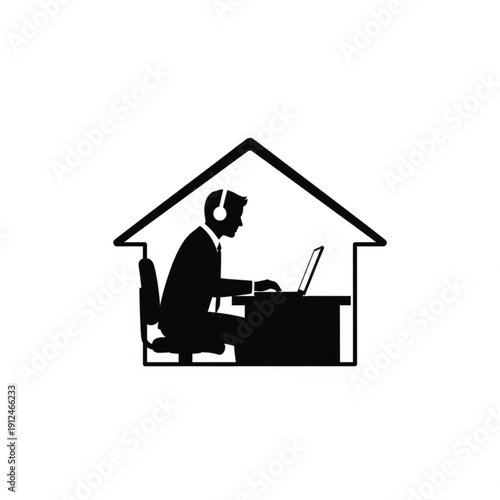 Businessman working from home office.