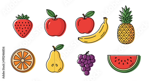 Collection of fresh fruit icons