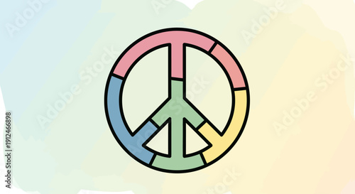 Colorful peace symbol with pastel background