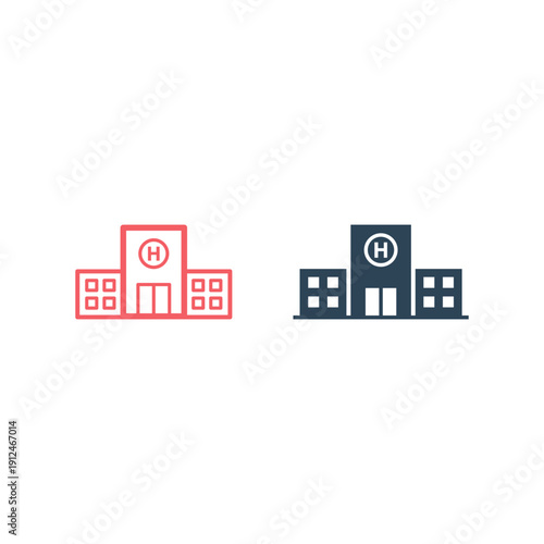 Hospital building flat icons set vector design