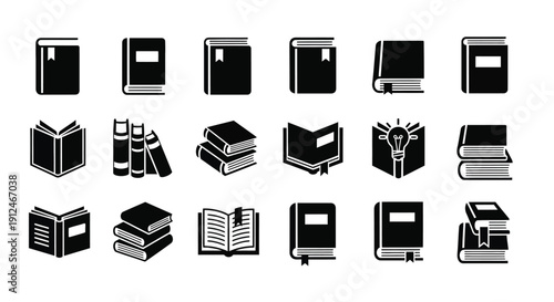 A collection of black book icons depicts various readings.