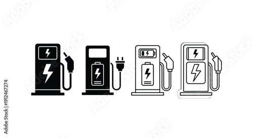 Electric vehicle charging stations are depicted in multiple.