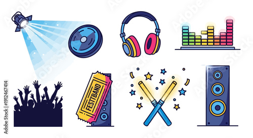 Collection of music and party related icons