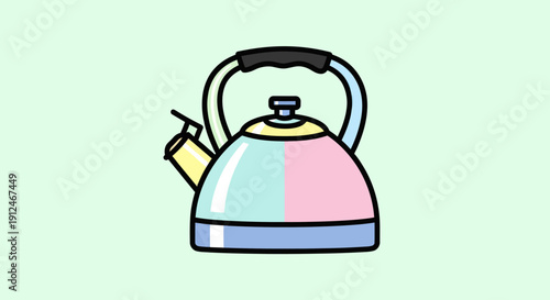 Colorful tea kettle illustration