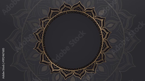 Islamic ornament black background video with arabic style and mandala flower circle animation for ramadan kareem, eid mubarak and islamic background or diwali festive indian