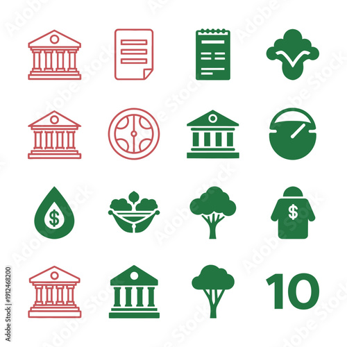Green and red eco finance including banks trees and money