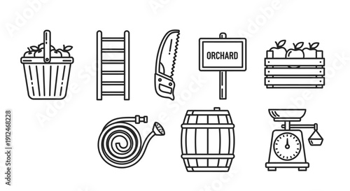 Collection of orchard and harvest icons