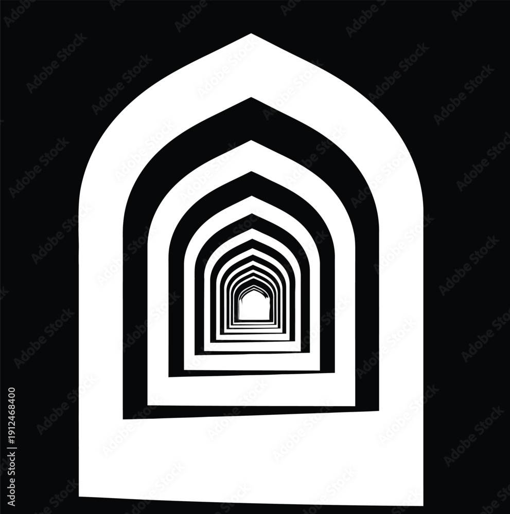 Fototapeta premium Black and White Receding Archway Design