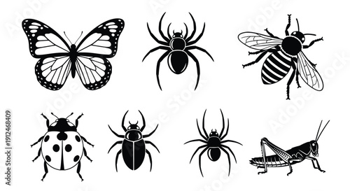 Assorted insect and arachnid icons are displayed in black.