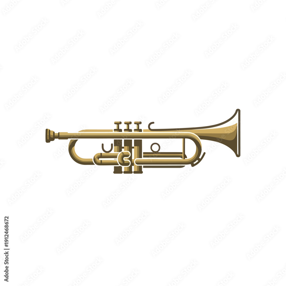 Naklejka premium Brass Trumpet Musical Instrument Isolated on White Background