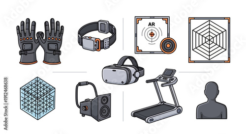 Virtual Reality and Augmented Reality Technology Icons