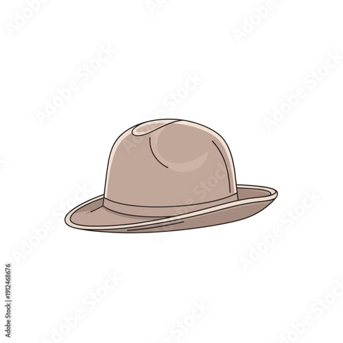 Classic fedora hat in a retro style illustration on a white background.