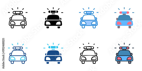Security patrol icons set multiple style collection. Editable stroke 
