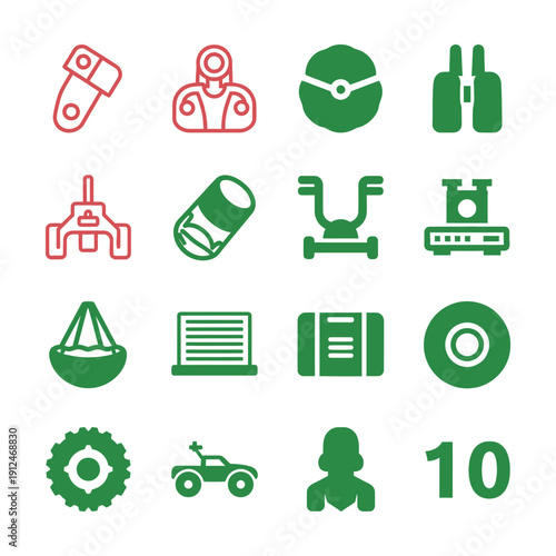 Green and red for technology and on white background symbols