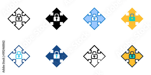 Emergency lockdown icons set multiple style collection. Editable stroke 
