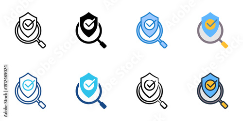 Safety inspection icons set multiple style collection. Editable stroke 
