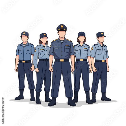 Group of Security Guards Standing Together in Uniform