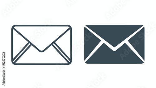 Two Envelope Icons: Mail and Communication Symbols in Flat Design.