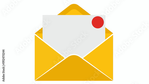 Bright yellow envelope with a partially visible white letter illustration icon.