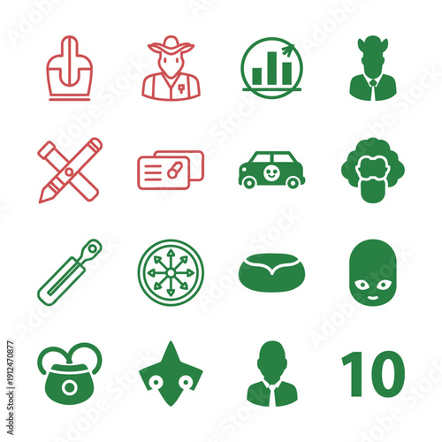 Green and red on white background green red white background symbols various signs business food
