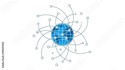 Blue Globe with Connecting Lines.