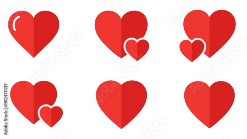 Red Hearts in Different Sizes.