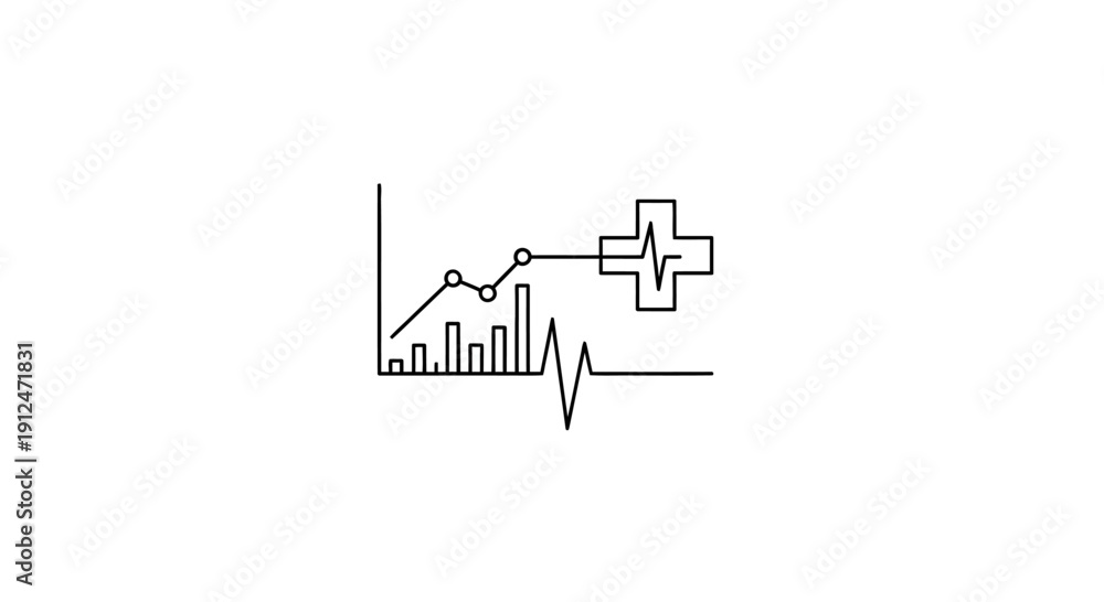 Fototapeta premium Medical Health Care Graph Icon Line.