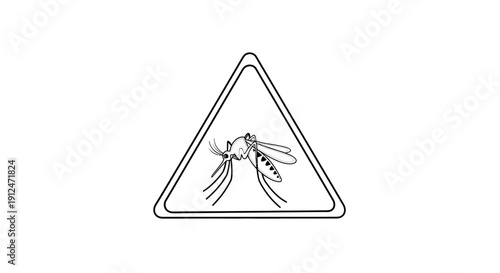 Warning Mosquito Sign Insect Symbol.